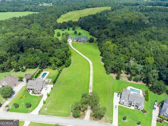 an aerial view of a house