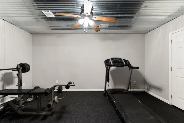 a view of workspace with wooden floor