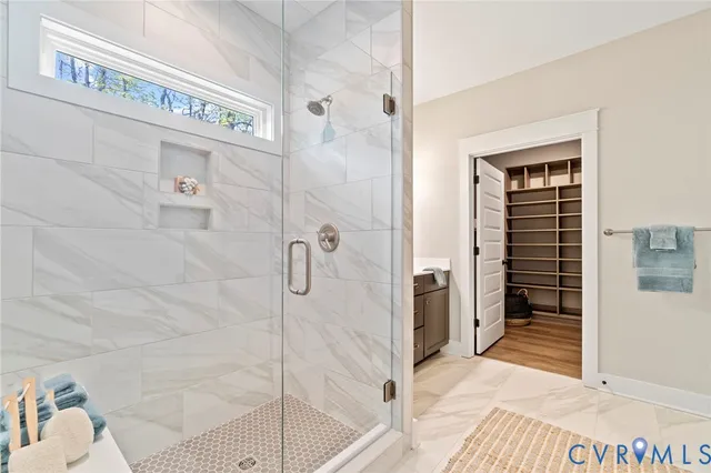 a bathroom with a shower