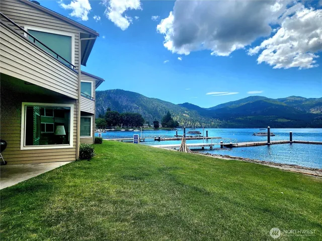 a view of a swimming pool with a patio