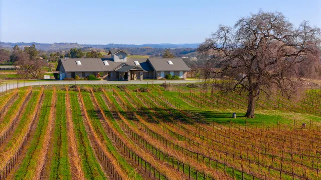 a view of a swimming pool with a yard and lake view