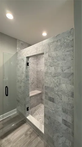 a bathroom with a shower