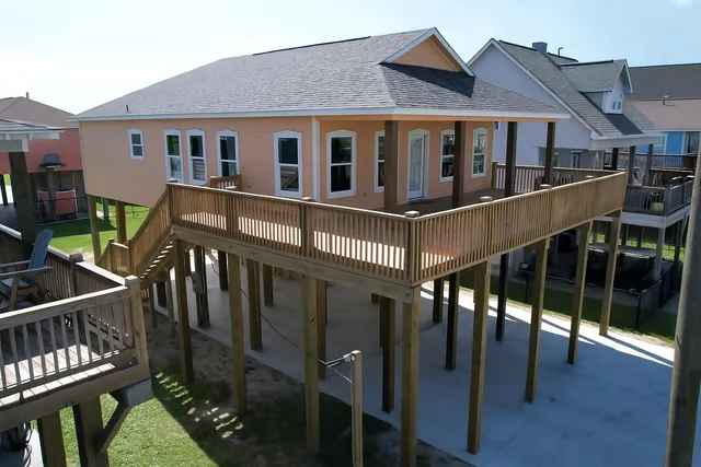 a view of balcony with wooden floor