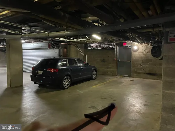 a car parked in a garage