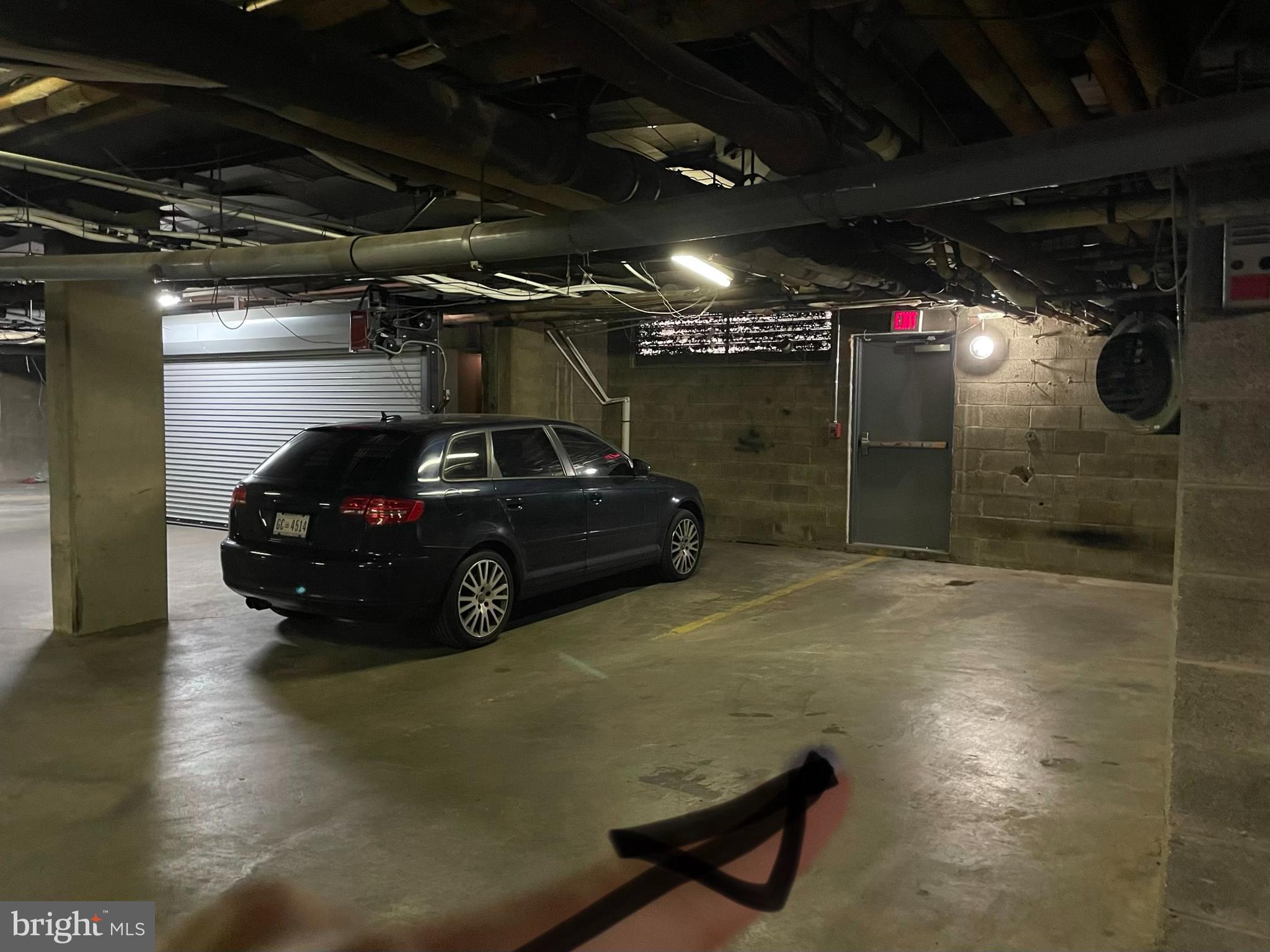 a car parked in a garage
