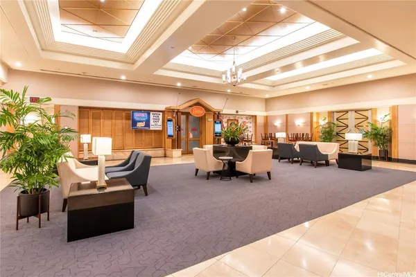 a building outdoor space with patio furniture