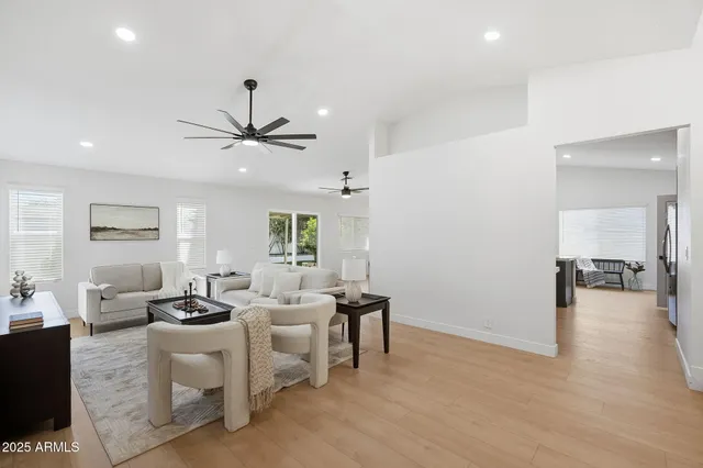 a living room with furniture