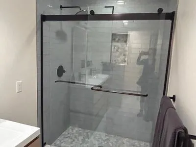 a bathroom with a shower
