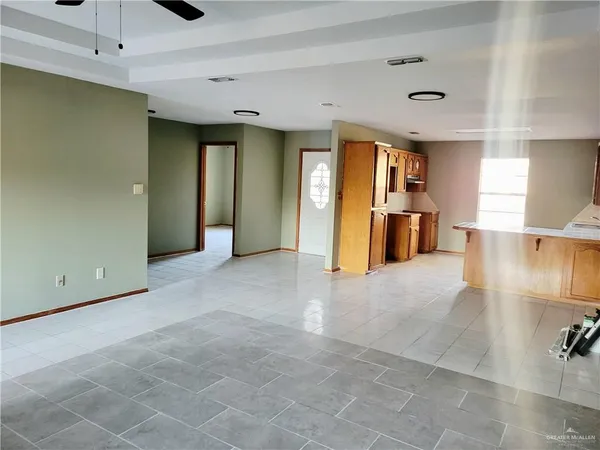 a view of a livingroom with wooden floor