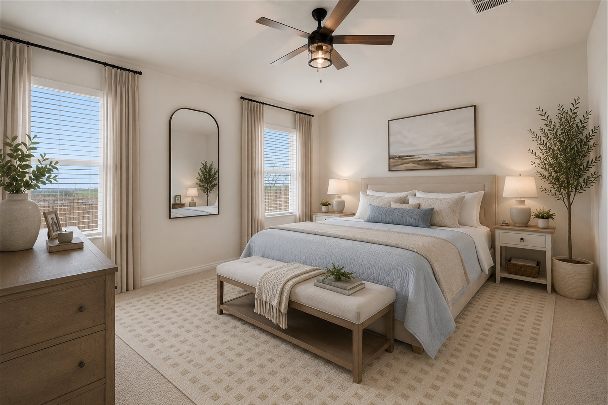 262 Sickle Loop Kyle, TX 78640 - Photo 7 of 20 Relaxation awaits in this inviting primary bedroom, offering ample light and carpet flooring.