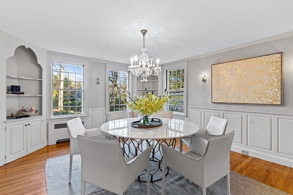 8 Old Farm Road Wellesley, MA 02481 - Photo 9 of 25 a dining room with furniture a livingroom and chandelier