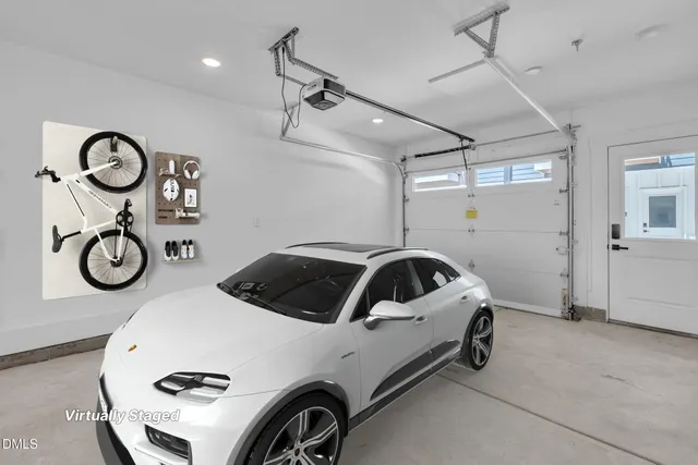 a view of a car in garage