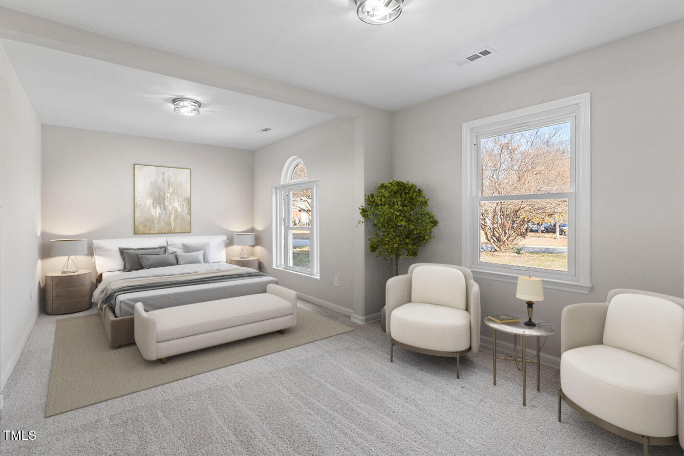 1014 Southerlund Road Garner, NC 27529 - Photo 7 of 36 a spacious bedroom with a bed and a couch