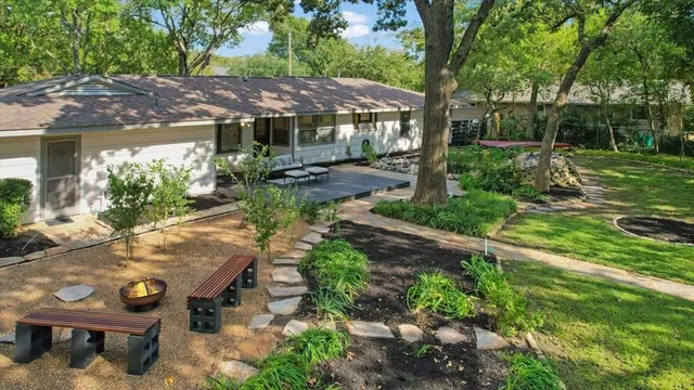 a backyard of a house with lots of green space