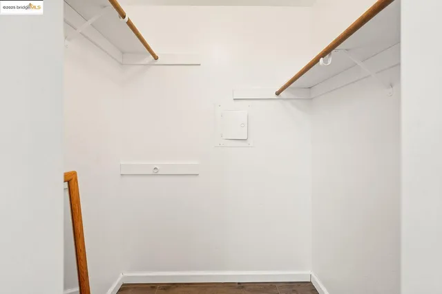 a view of small space with racks on the wall