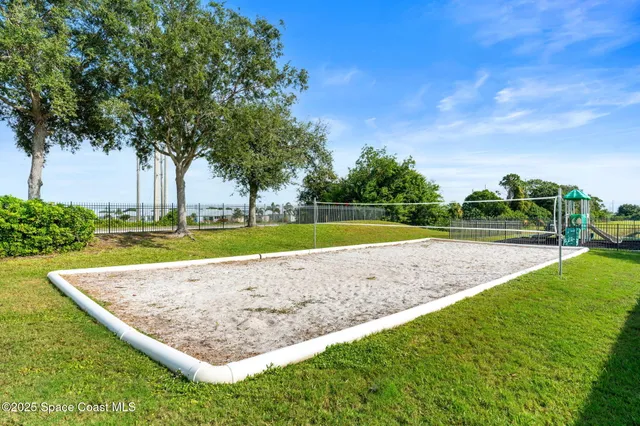 a view of a park with swings