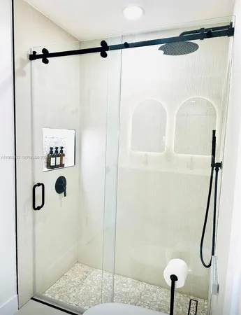 a bathroom that has a shower