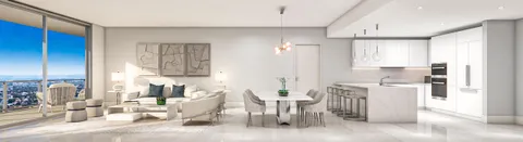 a living room with furniture a dining table and chairs