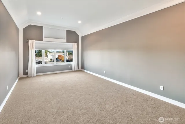 an empty room with entrance and door