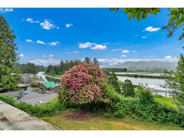 a view of a lake with a house in the background
