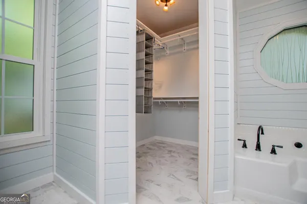 a bathroom with a bathtub