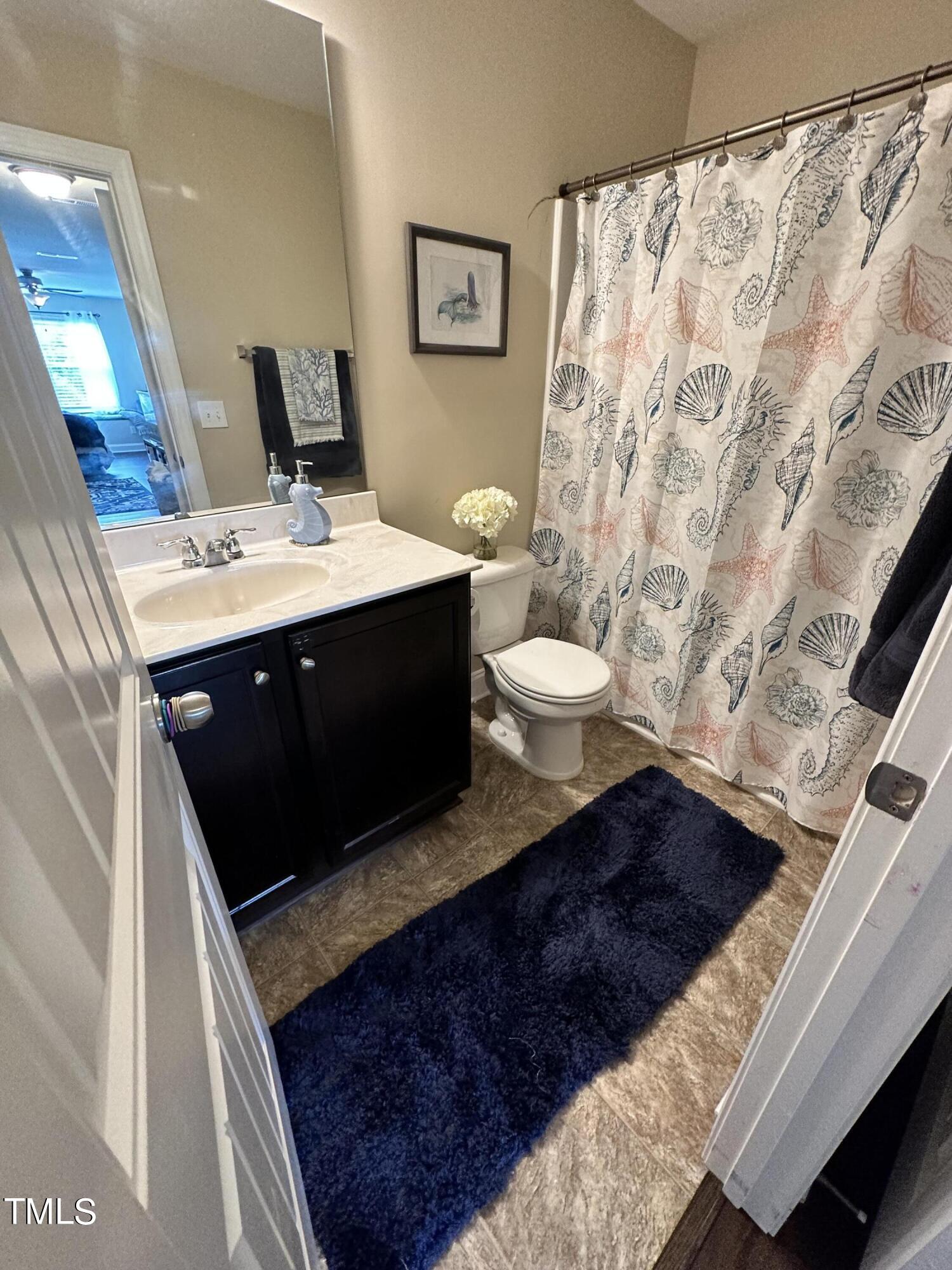 8305 Pin Cherry Drive Willow Spring, NC 27592 - Photo 51 of 60 a bathroom with a sink and a mirror