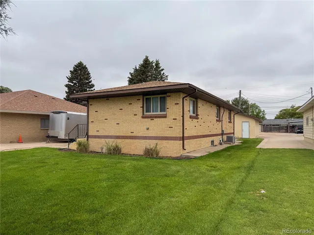 a garden view with a seating space