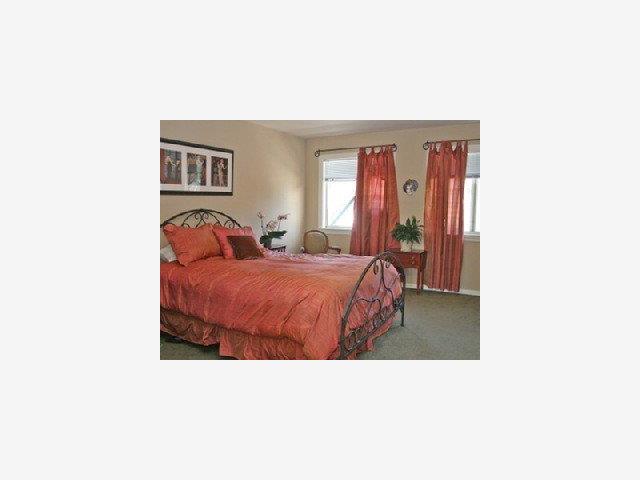 1227 Rhus Street San Mateo, CA 94402 - Photo 8 of 9 a bedroom with a bed and glass windows