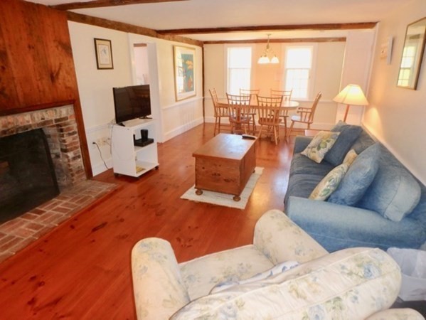 76 Ben Chase Road West Tisbury, MA 02568 - Photo 2 of 20 a living room with furniture a flat screen tv and a fireplace