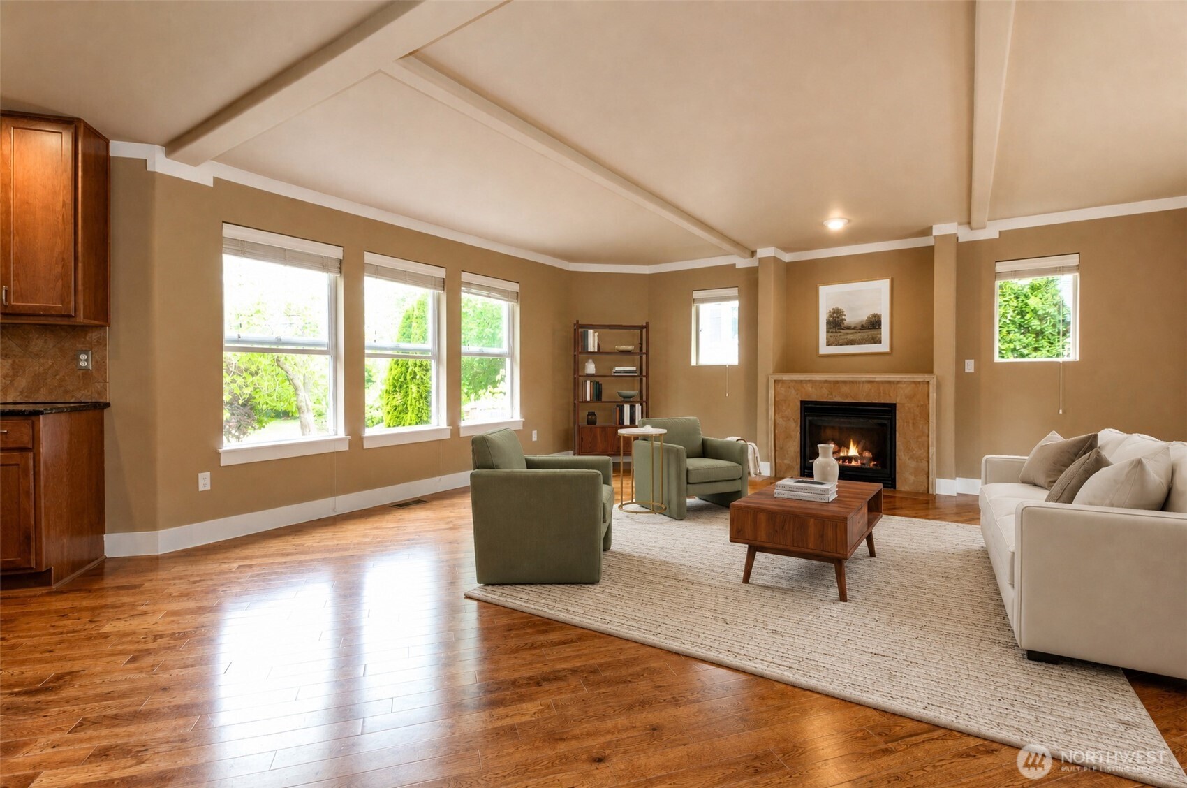 3000 South Mt Baker Boulevard Seattle, WA 98144 - Photo 18 of 40 a living room with furniture a large window and a fireplace