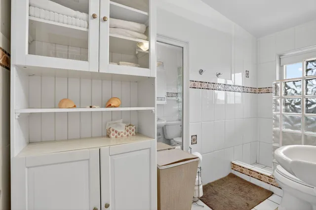 an aerial view of a building with outdoor space