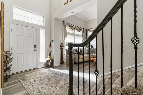 a view of an entryway with staircase
