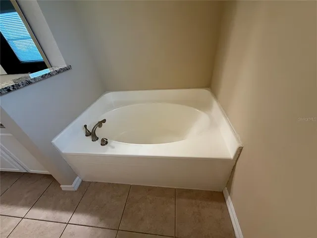 a bathroom with a bathtub