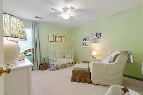 a bedroom with a bed and closet