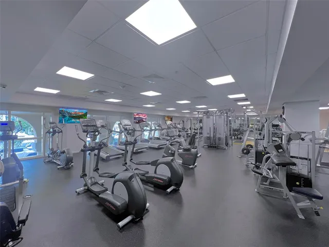 a view of a room with gym equipment