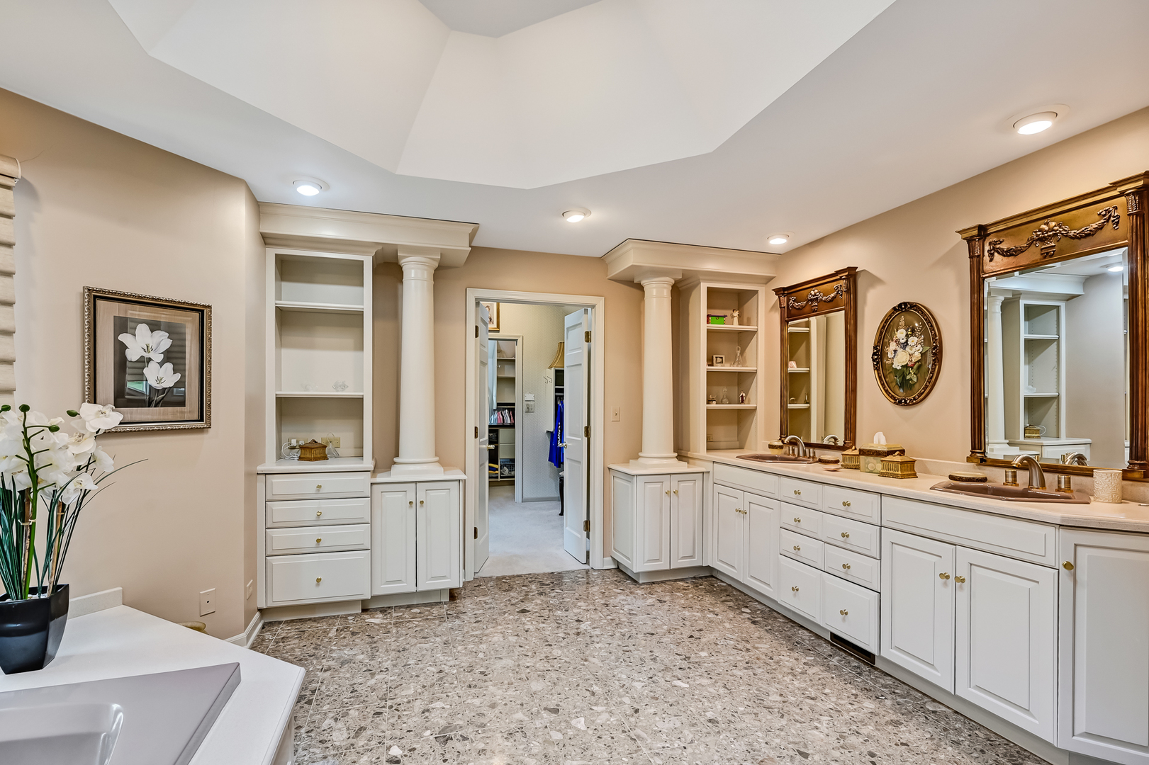 2 Hampton Court Burr Ridge, IL 60527 - Photo 22 of 38 a large bathroom with a double vanity sink a mirror and a shower