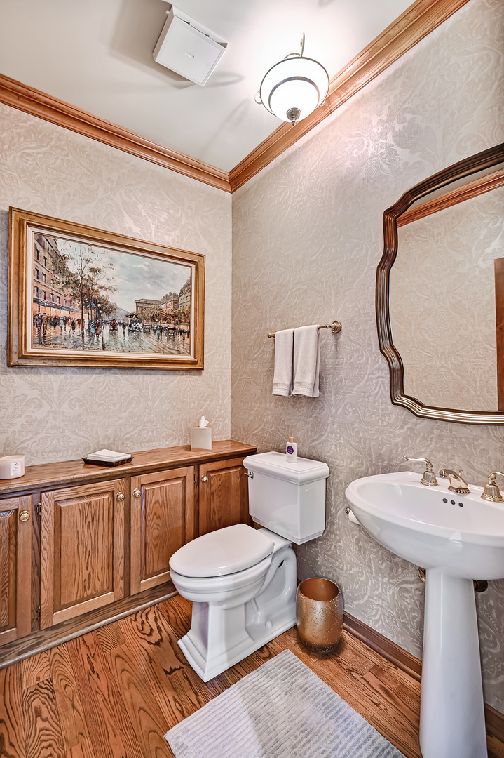 2 Hampton Court Burr Ridge, IL 60527 - Photo 10 of 38 a bathroom with a toilet a sink and mirror