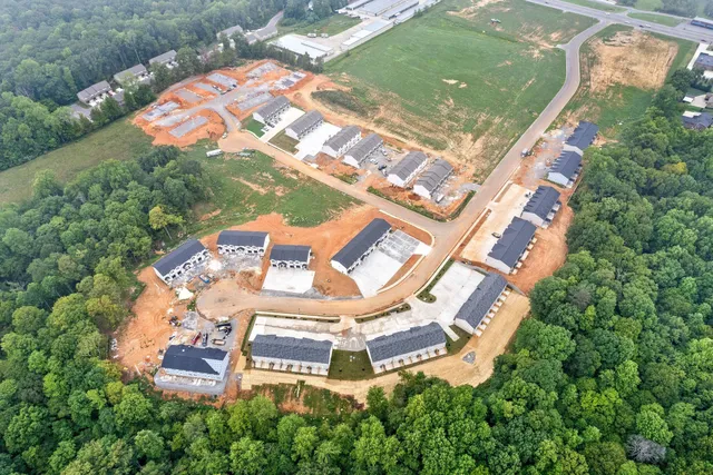 an aerial view of a house
