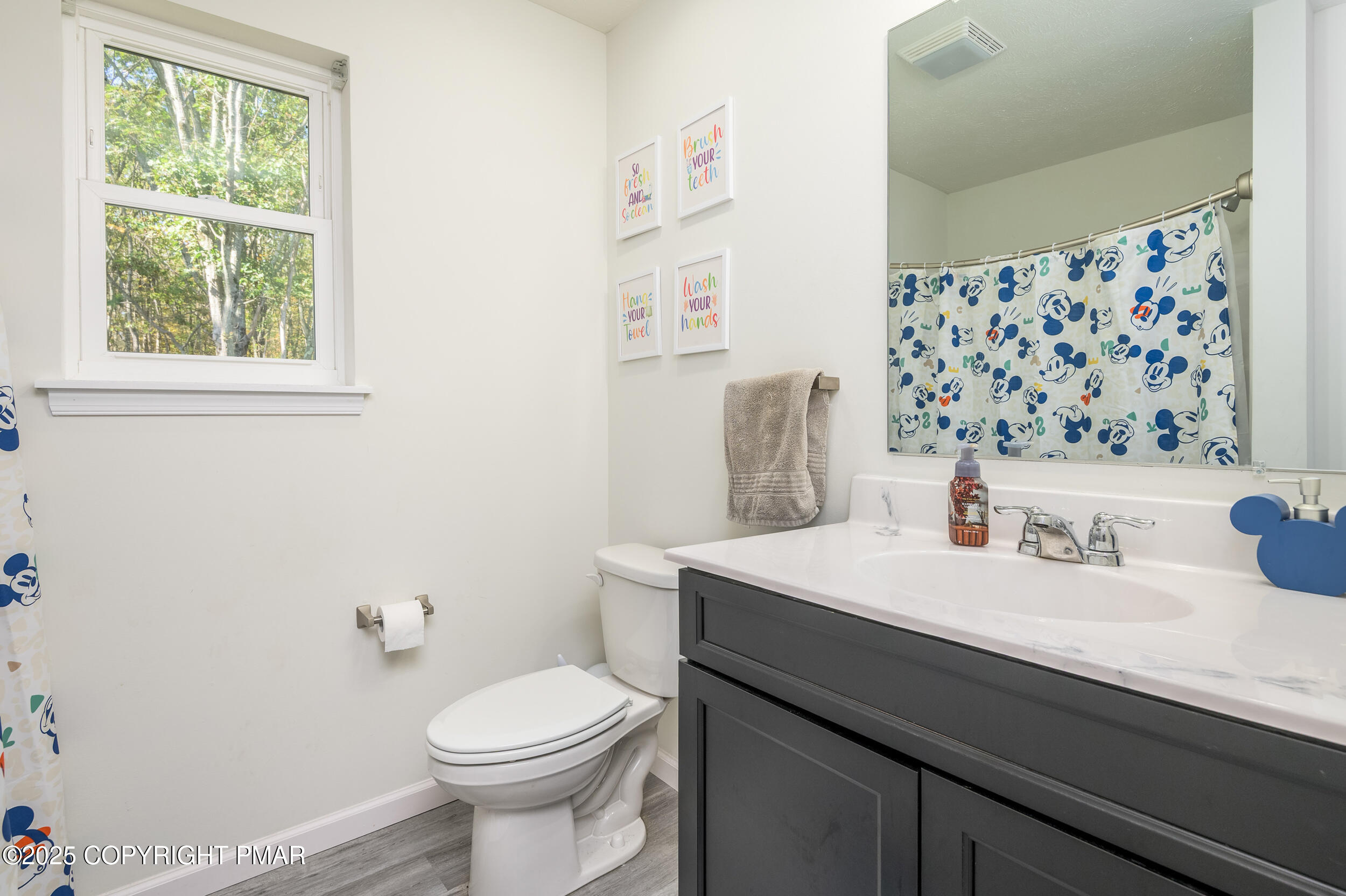 322 Russell Court Effort, PA 18330 - Photo 36 of 45 a bathroom with a sink a toilet and a mirror