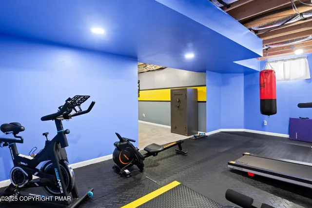 a room with gym equipment