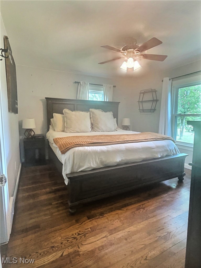 3688 Easton Road Norton, OH 44203 - Photo 33 of 37 Bedroom with ceiling fan and dark hardwood / wood-style floors