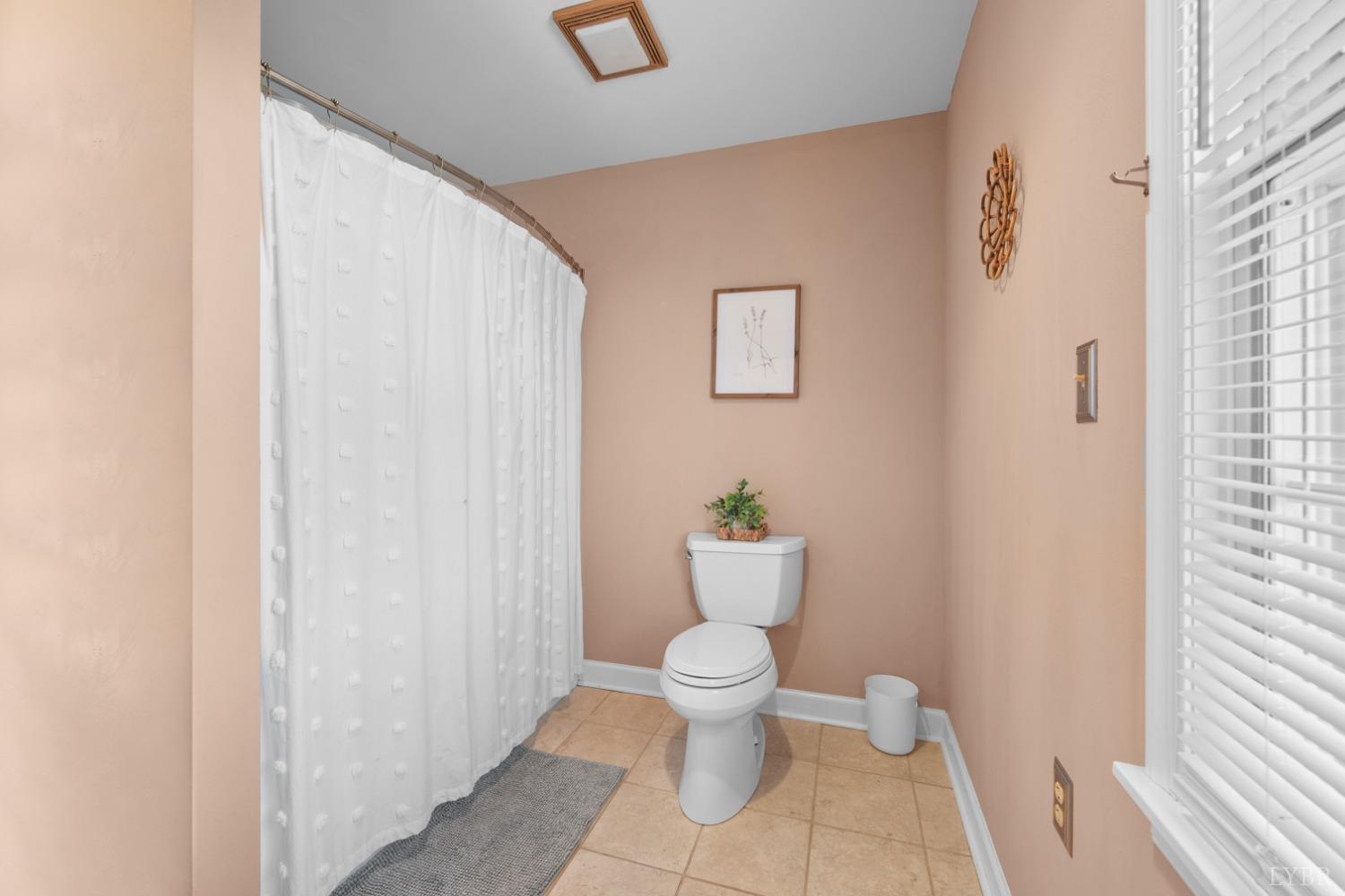 3520 Roaring Run Road Goode, VA 24556 - Photo 40 of 68 a white toilet sitting next to a shower curtain