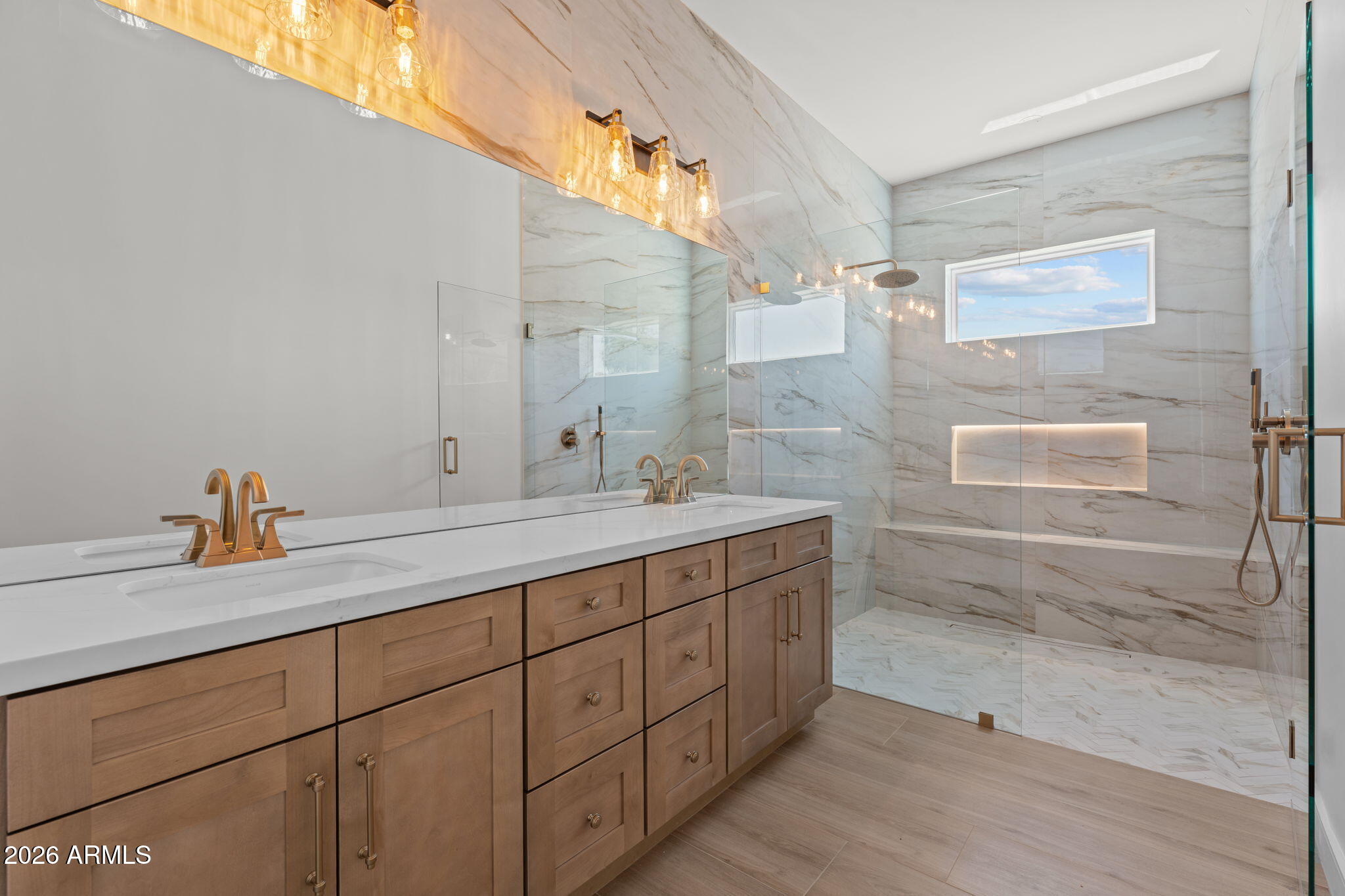 2855 Percheron Road Wickenburg, AZ 85390 - Photo 35 of 58 a bathroom with a granite countertop sink and a mirror