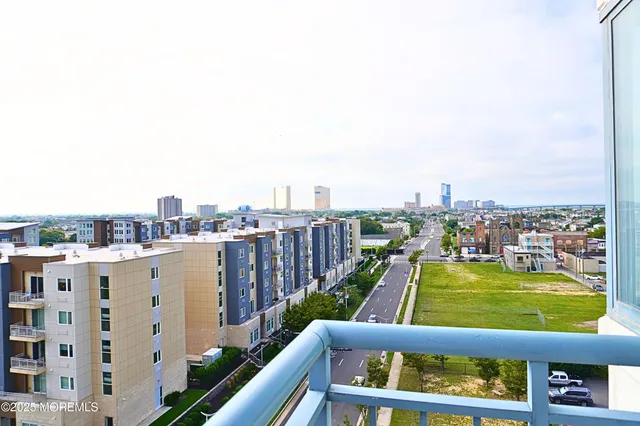a view of a city from a balcony