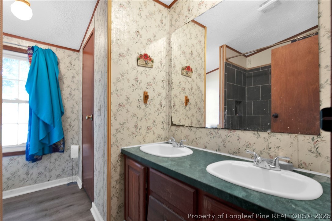 4705 Hickory Ridge Road Parkton, NC 28371 - Photo 31 of 37 a bathroom with a sink and a mirror