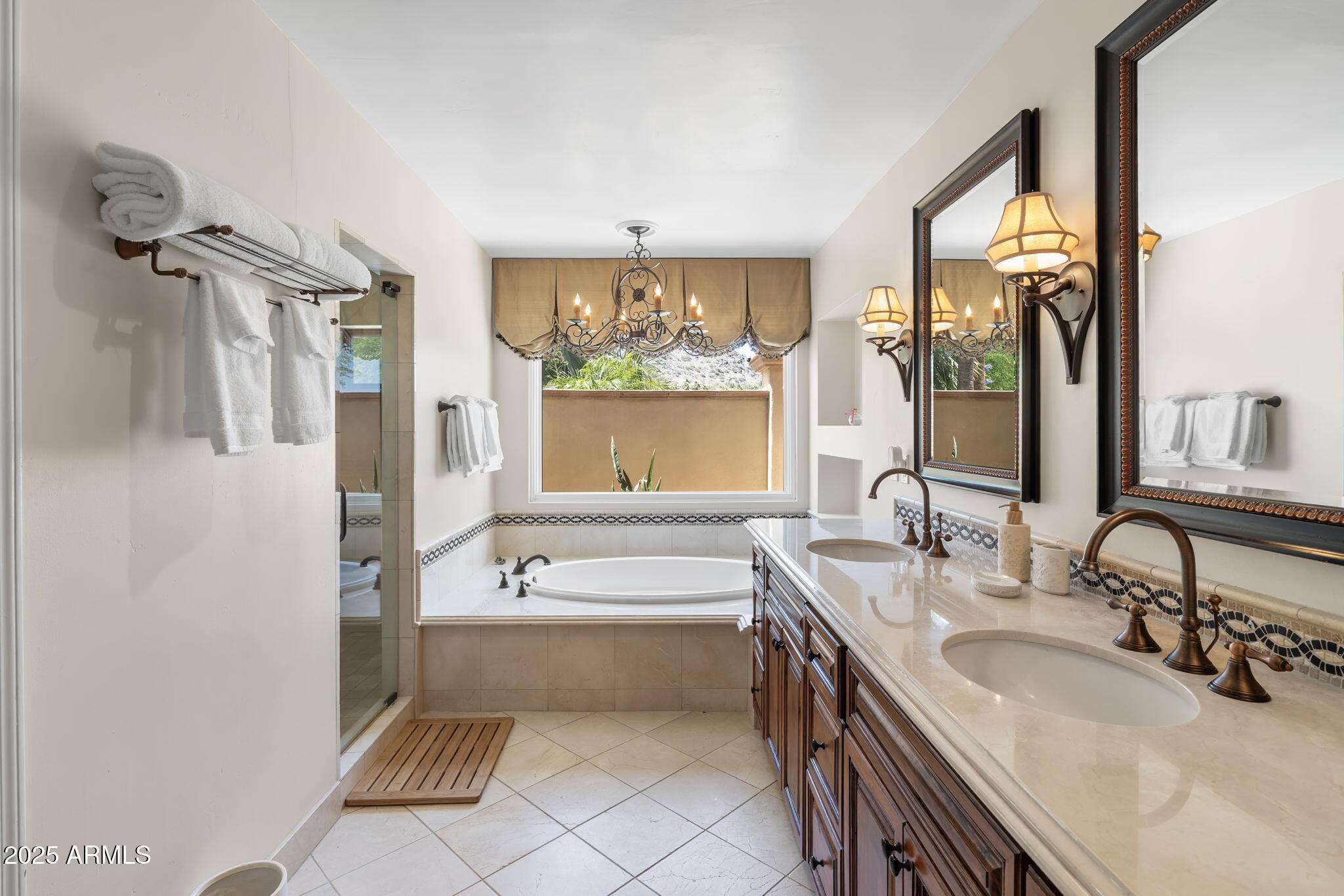 4520 East Horseshoe Road Phoenix, AZ 85028 - Photo 50 of 50 a bathroom with a double vanity sink window and mirror