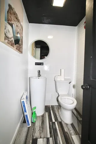 a bathroom with a toilet and a sink