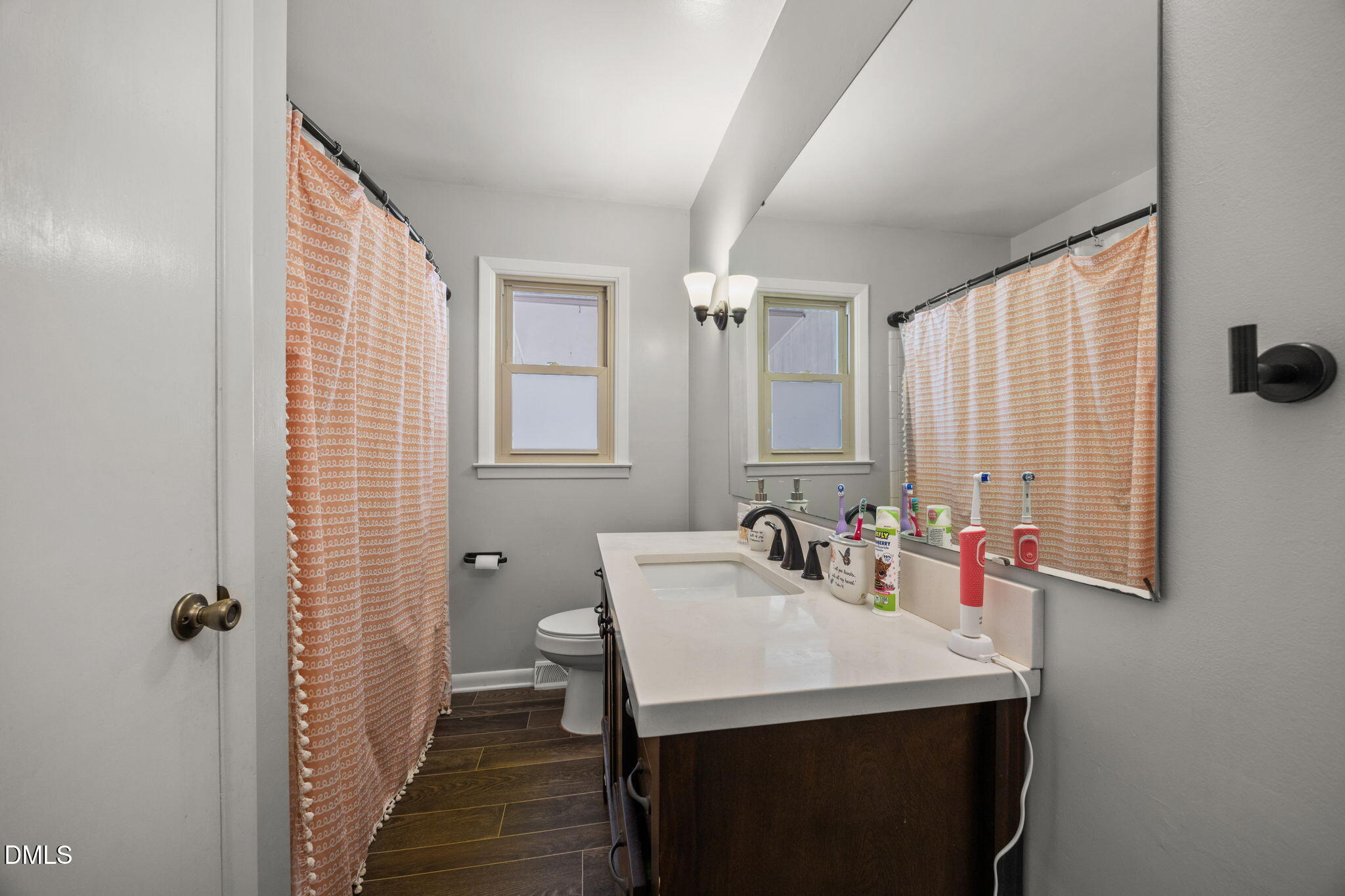 317 Clapp Street Graham, NC 27253 - Photo 17 of 33 a bathroom with a sink vanity and a mirror