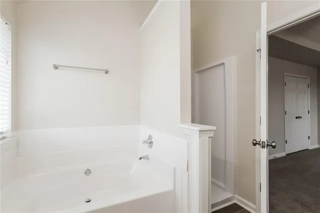 a bathroom with a bathtub