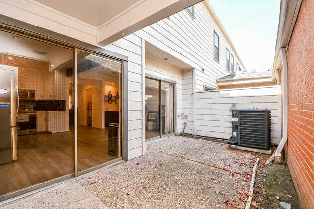 a view of a porch with a door